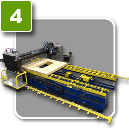 Panels Plus Sheathing Station - Semi and fully automated stations that nail sheathing on a pre-programed pattern